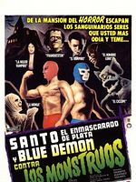 Poster der Santo el enmascarado de plata y Blue Demon contra los monstruos