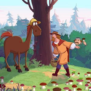 Bilder Tri bogatyrya i Kon' na trone