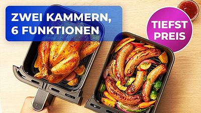 bild aus der news Noch vor dem Prime Day schmeißt Amazon beliebte Heißluftfritteuse zum Tiefstpreis raus: Jetzt Airfryer mit 2 Kammern sichern
