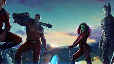 Cooles Figurenposter zu "Guardians Of The Galaxy": Waschbär Rocket und Baummensch Groot im Kampfgefecht