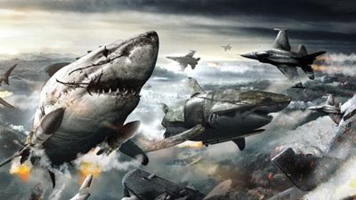 "Sky Sharks": Micaela Schäfer und fliegende Zombie-Haie auf neuen Postern zum Trash-Fest