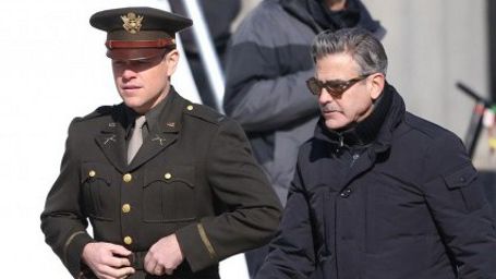 bild aus der news Matt Damon in Uniform und George Clooney mit Bärtchen auf ersten Setbildern zu "The Monuments Men"