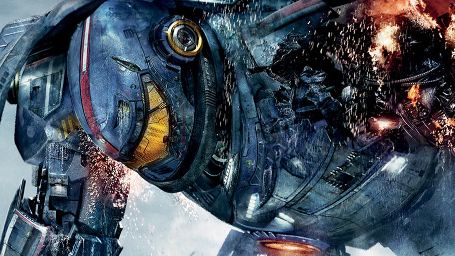 Roboter mit flammender Turbine auf neuem Poster zum Robo-Alien-Spektakel "Pacific Rim"