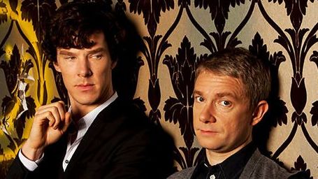 bild aus der news Erstes Bild aus der dritten Staffel von "Sherlock": Ein betrübter Martin Freeman sieht Benedict Cumberbatch nicht