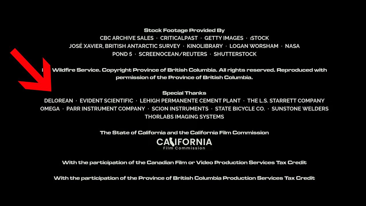 DeLorean wird in den Credits von 