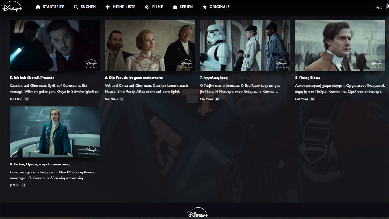 Screenshot von Disney+: So präsentieren sich die neuen 