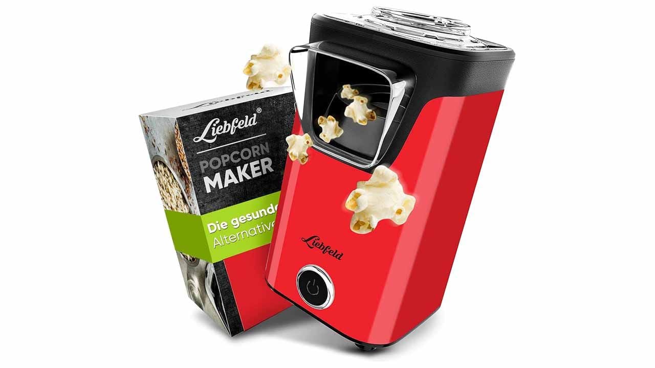 Die Heißluft-Popcornmaschine bereitet euch knuspriges Popcorn auf Knopfdruck zu.