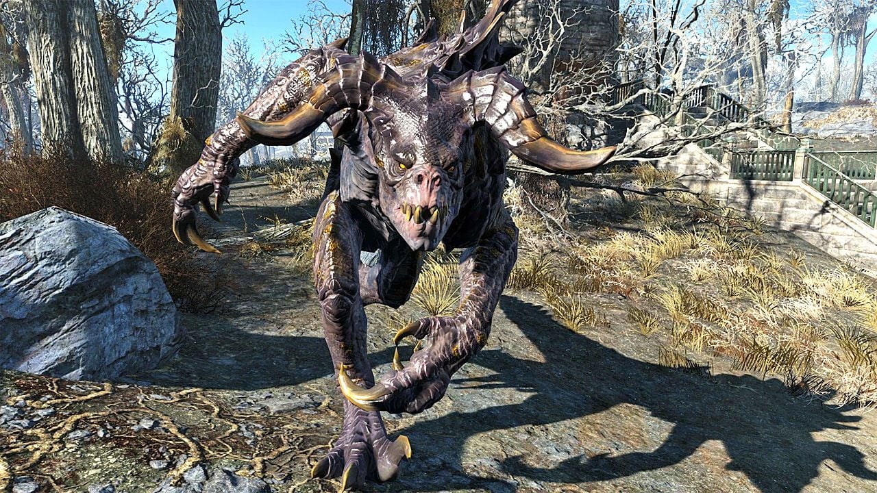 Eine noch lebende Todeskralle im Videospiel „Fallout 4“