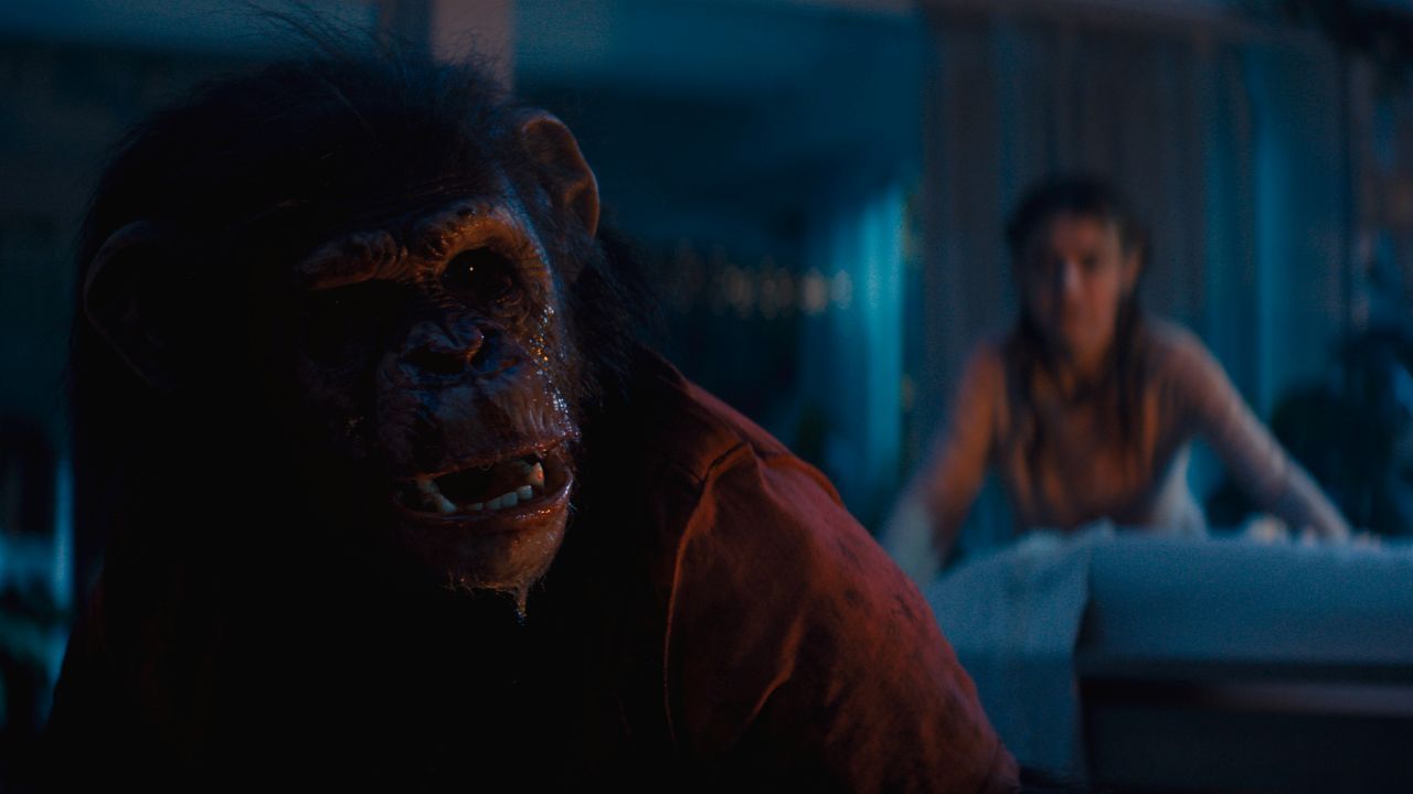 Zum Glück ist Affe Ben wasserscheu: Lucy (Johnny Sequoyah) und ihre Gäste sind außerhalb des Pools nirgendwo mehr sicher!