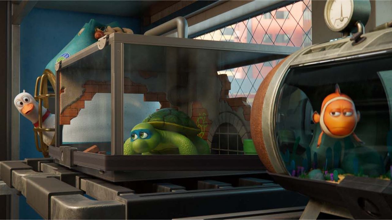 Gefangen an Bord eines menschenlosen, rasenden Zuges – die Situation für die Tiere im Gepäckabteil wirkt ganz schön brenzlig.