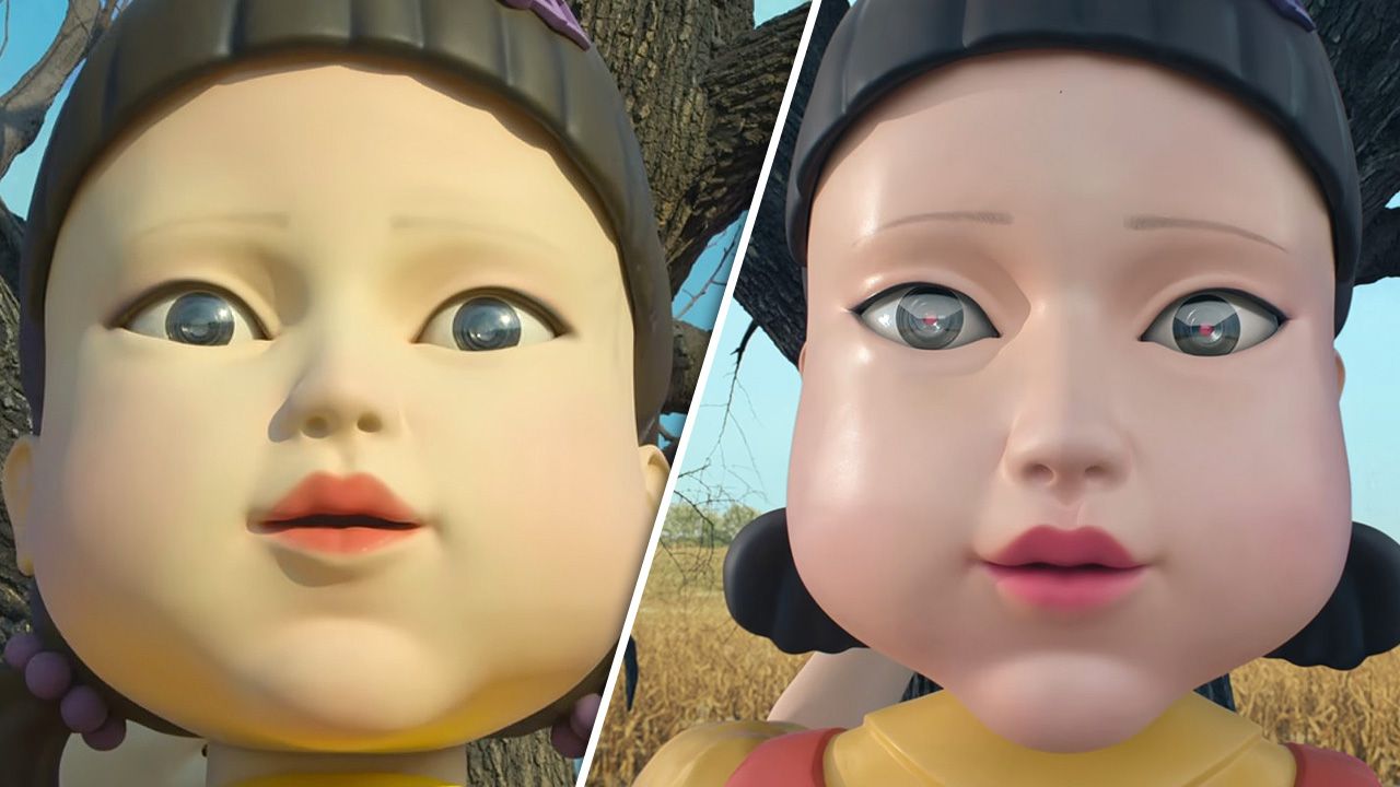 Young-hee in „Squid Game“ Staffel 1 (links) und in Staffel 2 (rechts)