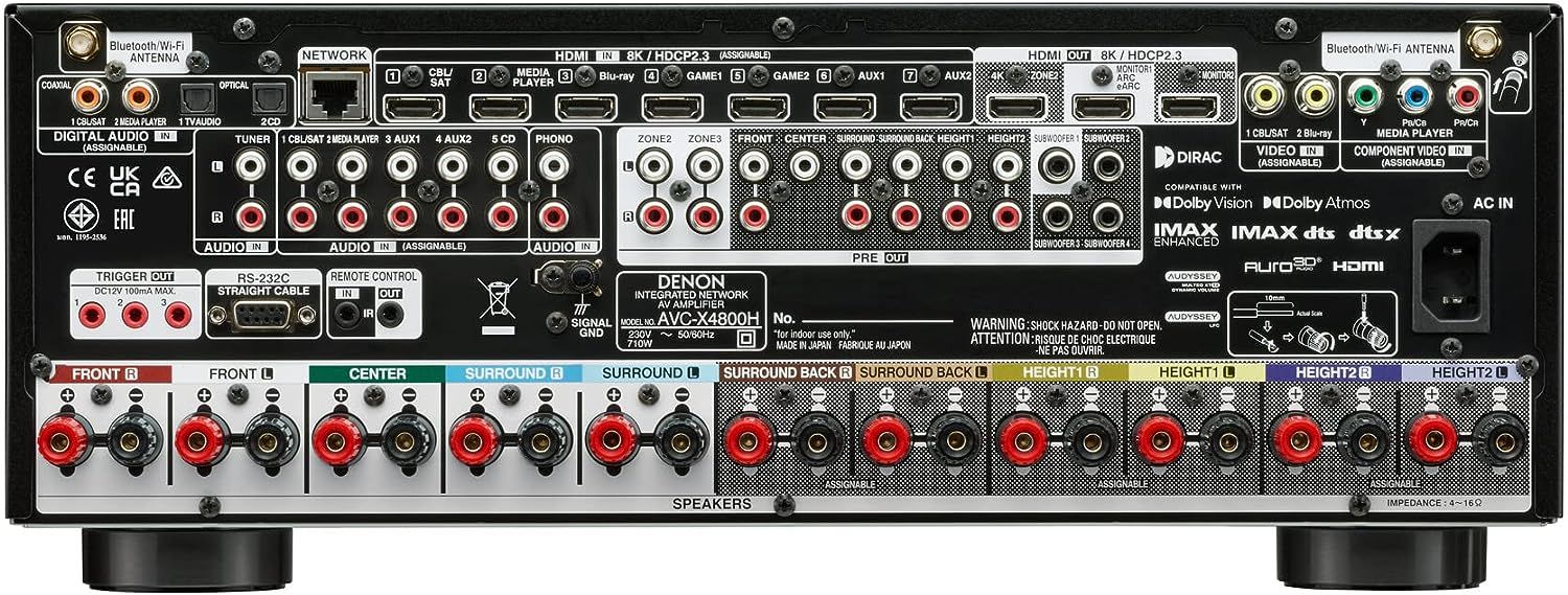 Die Anschlussmöglichkeiten des Denon X4800H lassen keine Wünsche offen.