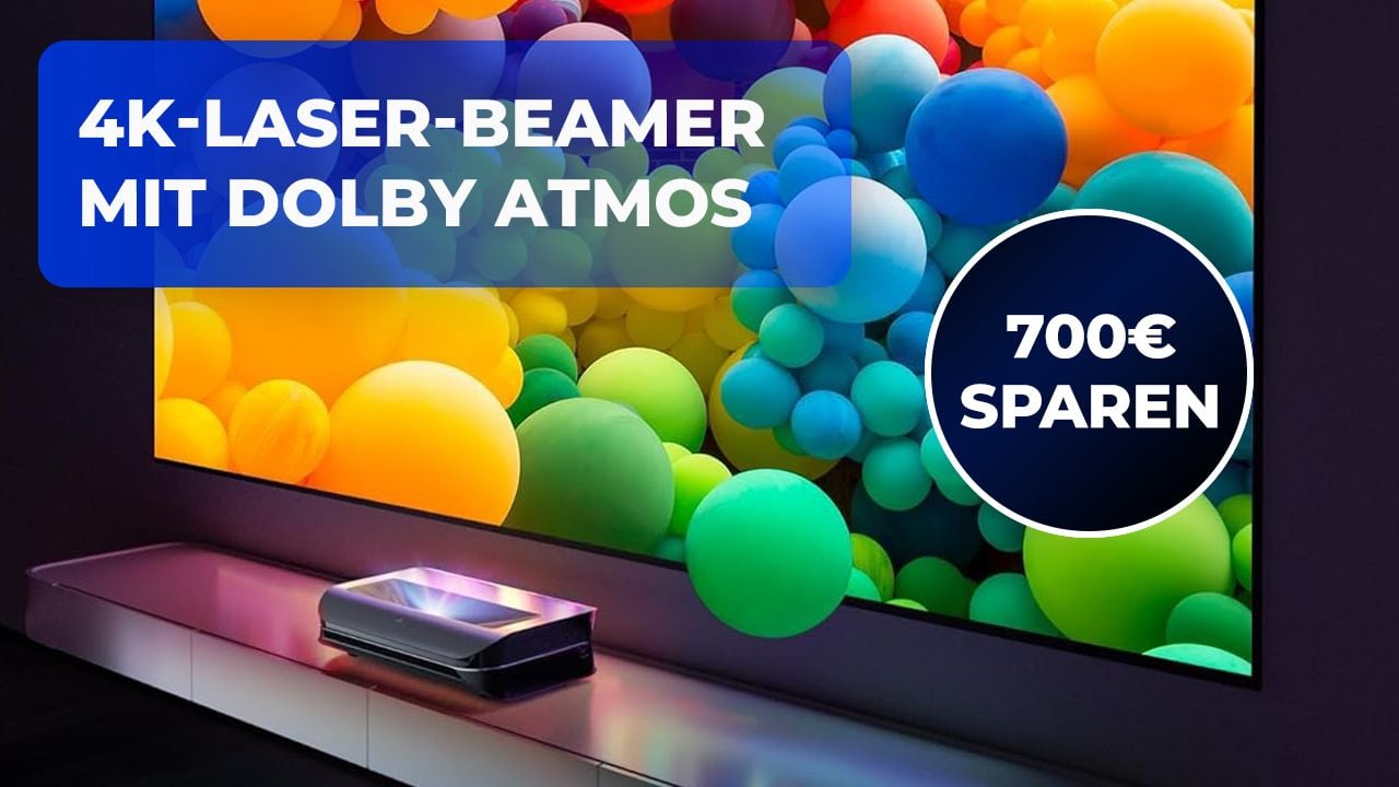 Mammut-Bild zu Hause: 150-Zoll-Beamer mit 4K und Dolby Atmos jetzt stark reduziert!
