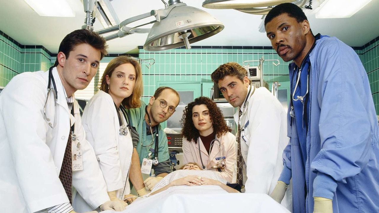Retten Leben unter Hochdruck, v.l.n.r.: Noah Wyle, Sherry Stringfield, Anthony Edwards, Julianna Margulies, George Clooney, Eriq La Salle