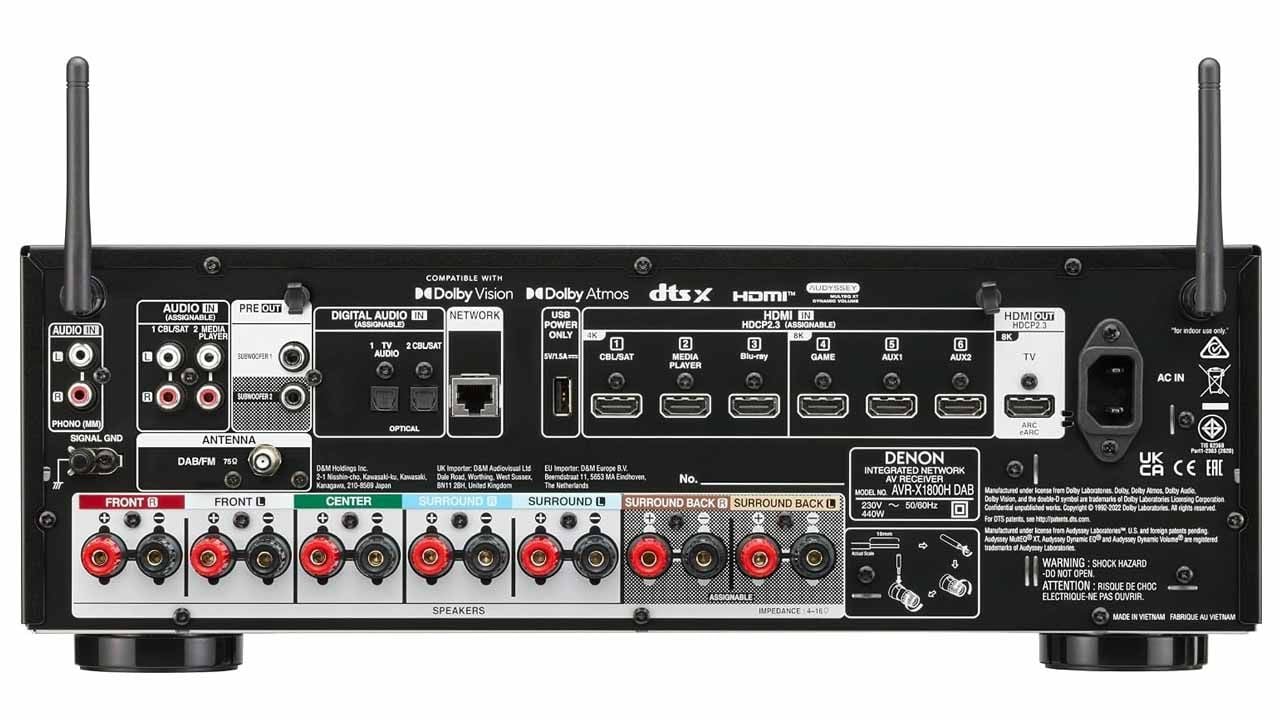 Mit sechs HDMI-Eingängen wird der AV-Receiver zur zentralen Schaltstelle für Konsole, Blu-ray-Player und Streaming-Geräte.