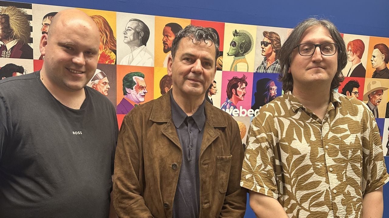 Christian Petzold in der Mitte von Autor Kamil Moll (rechts) und Chefredakteur Christoph Petersen bei der Podcast-Aufnahme in der FILMSTARTS-Redaktion.