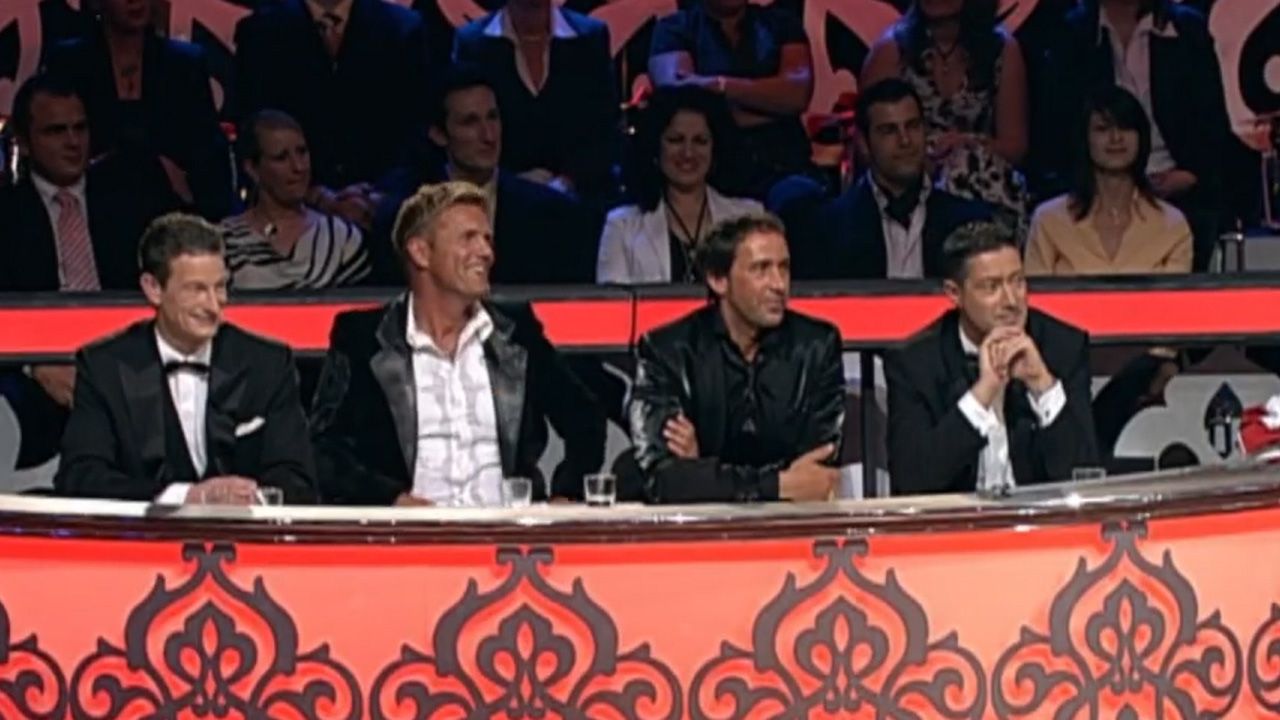(v.l.) Michael Hull, Dieter Bohlen ersetzte Lemper für eine Show, Michael Schöffl und Joachim Llambi