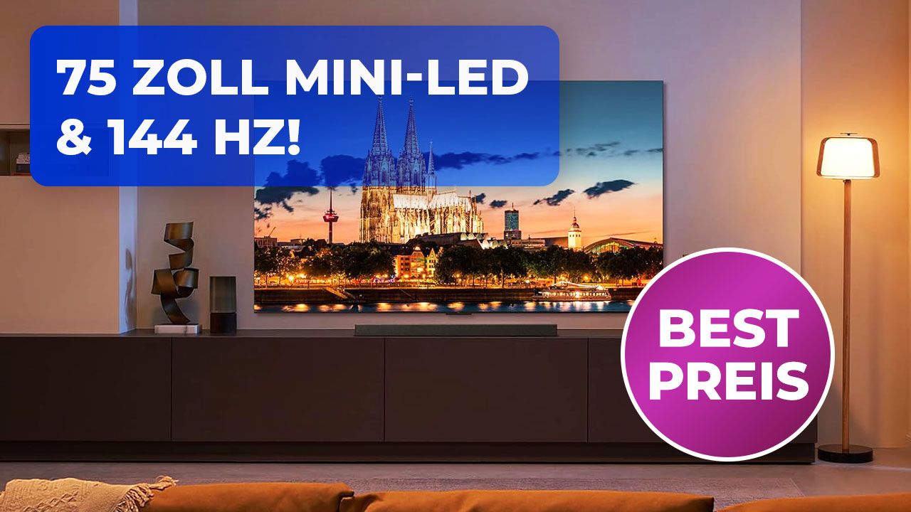 Extrem hell und riesengroß: 75-Zoll-Fernseher mit QLED und Mini-LED zum neuen Bestpreis bei Amazon!