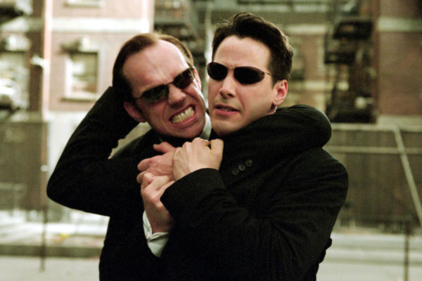 Matrix Reloaded : Bild Hugo Weaving, Keanu Reeves
