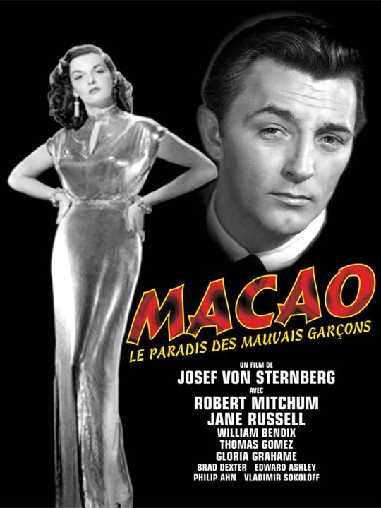 Macao : Kinoposter Josef von Sternberg, Jane Russell, Robert Mitchum, Nicholas Ray