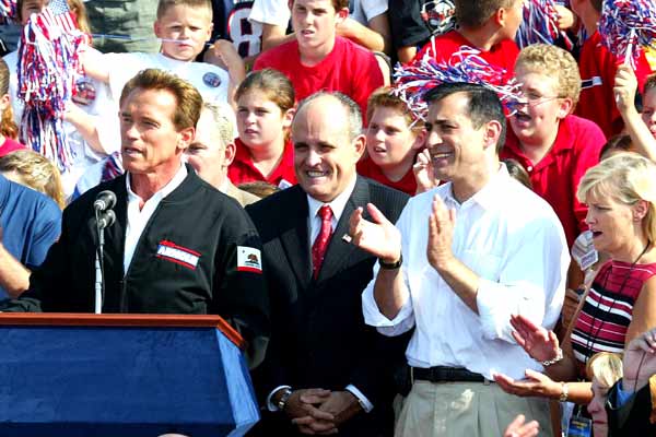 How Arnold won the West : Bild Rudolph Giuliani, Alex Cooke, Arnold Schwarzenegger