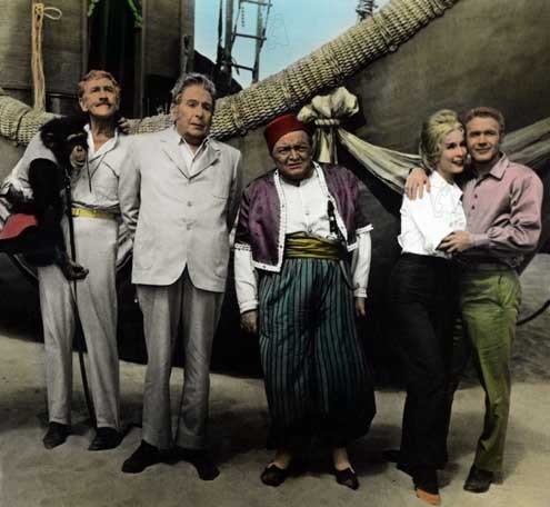 Bild Peter Lorre, Barbara Eden, Red Buttons, Irwin Allen, Cedric Hardwicke
