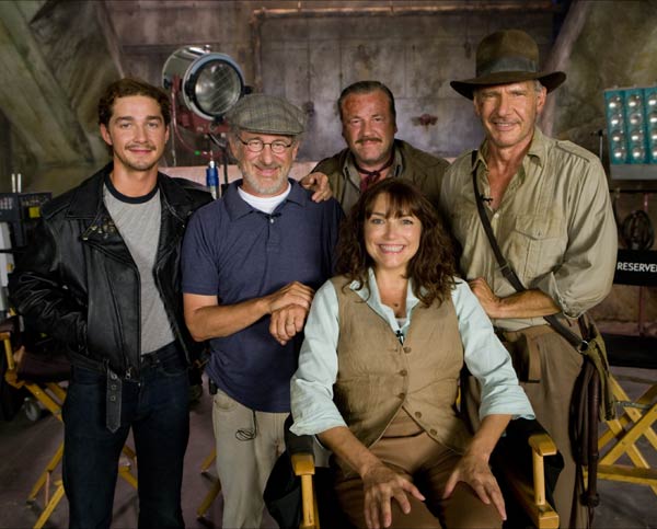Indiana Jones und das Königreich des Kristallschädels : Bild Ray Winstone, Steven Spielberg, Harrison Ford, Karen Allen, Shia LaBeouf