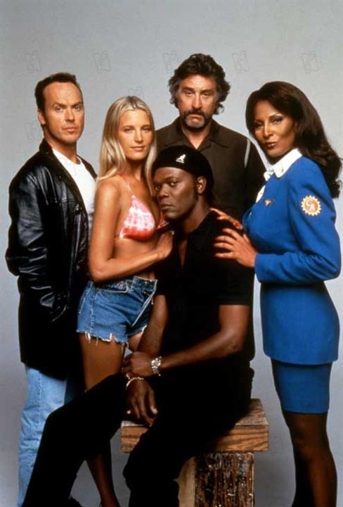 Jackie Brown : Bild Bridget Fonda, Michael Keaton, Samuel L. Jackson, Quentin Tarantino, Pam Grier, Robert De Niro