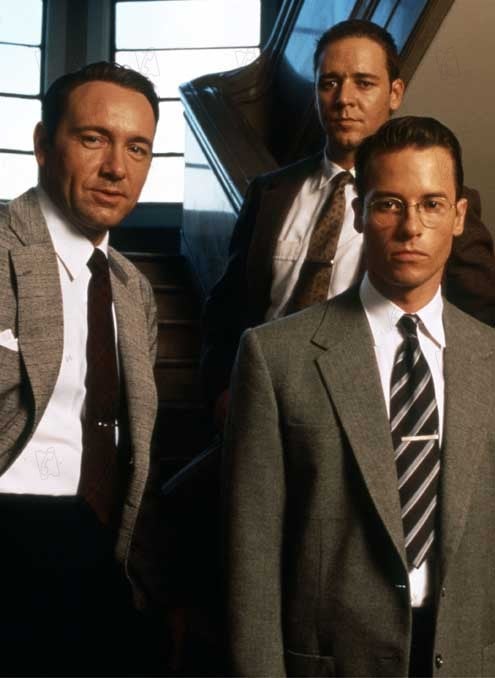 L.A. Confidential : Bild Kevin Spacey, Curtis Hanson, Guy Pearce, Russell Crowe