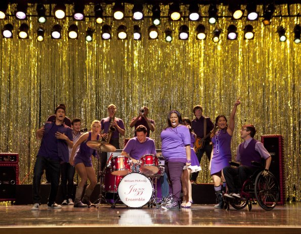 Glee : Bild Jenna Ushkowitz, Lea Michele, Cory Monteith, Chris Colfer, Amber Riley, Kevin McHale, Harry Shum Jr., Heather Morris