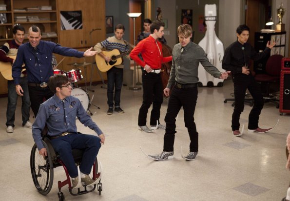 Glee : Bild Chris Colfer, Mark Salling, Kevin McHale, Harry Shum Jr., Chord Overstreet