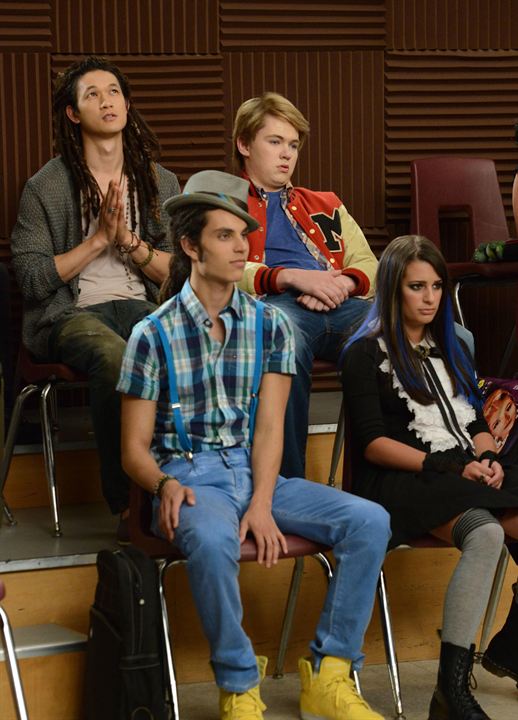 Glee : Bild Damian McGinty, Lea Michele, Harry Shum Jr., Samuel Larsen