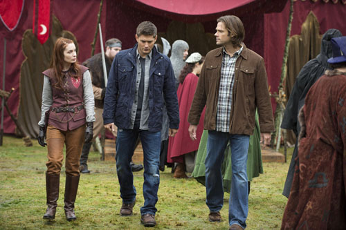 Supernatural : Bild Jared Padalecki, Jensen Ackles, Felicia Day