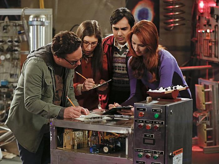 The Big Bang Theory : Bild Laura Spencer, Johnny Galecki, Mayim Bialik, Kunal Nayyar