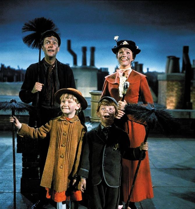 Mary Poppins : Bild Dick Van Dyke, Karen Dotrice, Matthew Garber, Julie Andrews