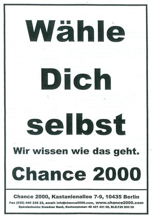 Chance 2000 - Abschied von Deutschland : Kinoposter