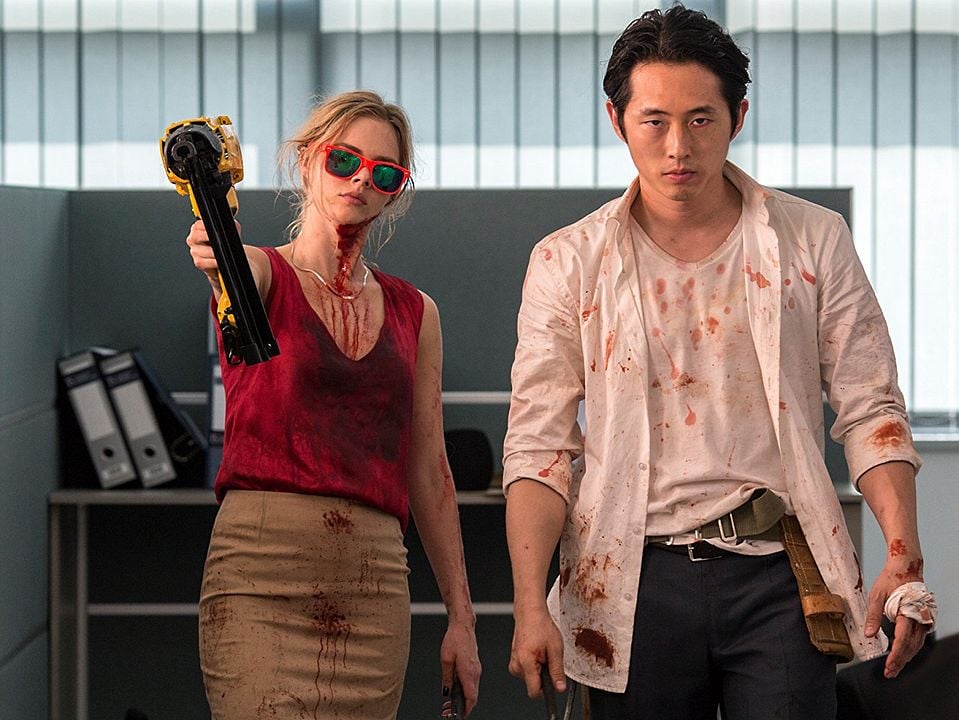 Mayhem : Bild Steven Yeun, Samara Weaving