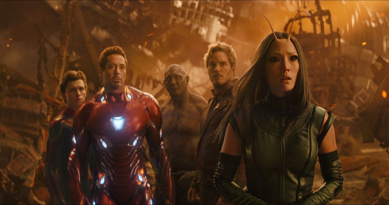 Avengers 3: Infinity War : Bild Dave Bautista, Robert Downey Jr., Pom Klementieff, Tom Holland, Chris Pratt