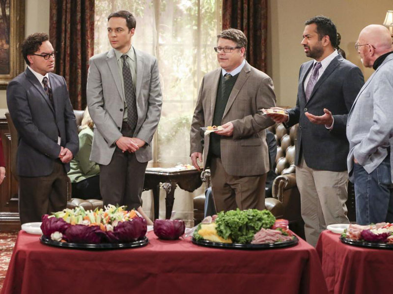 The Big Bang Theory : Bild Kip Thorne, Sean Astin, Kal Penn, Johnny Galecki, Jim Parsons